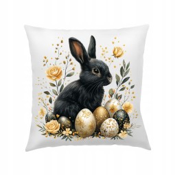 POSZEWKA NA PODUSZKĘ WIELKANOC 40X40cm CZARNY ZAJĄCZEK