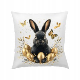 POSZEWKA NA PODUSZKĘ WIELKANOC 40X40cm CZARNY ZAJĄCZEK