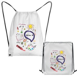 PLECAK WOREK Z KOLOROWYM NADRUKIEM DO PRZEDSZKOLA SZKOŁY Z IMIENIEM DZIECKA