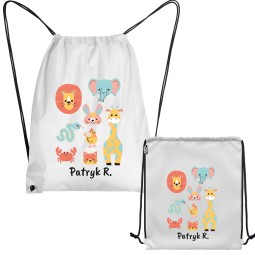 PLECAK WOREK Z KOLOROWYM NADRUKIEM DO PRZEDSZKOLA SZKOŁY Z IMIENIEM DZIECKA