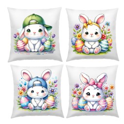 POSZEWKI NA PODUSZKĘ WIELKANOCNE 40X40cm KOLOROWE DZIECIĘCE 4 SZTUKI