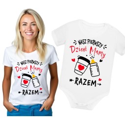 KOMPLET KOSZULKA BODZIAK DZIEŃ MAMY NASZ PIERWSZY DZIEŃ MAMY