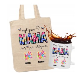 ZESTAW TORBA KUBEK DZIEŃ MAMY UPOMINEK Z IMIONAMI DZIECI GOTOWY PREZENT