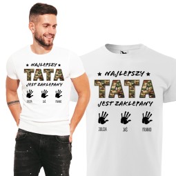 KOSZULKA DZIEŃ OJCA PREZENT DZIEŃ TATY BIAŁA Z IMIONAMI DZIECI NADRUKIEM