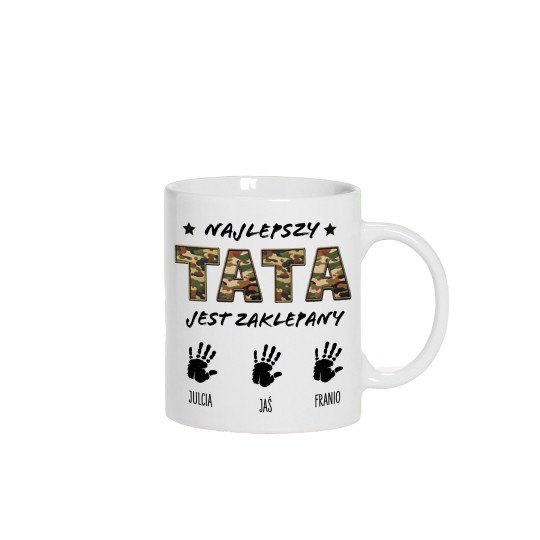 KUBEK NA PREZENT DLA TATY  NAJLEPSZY TATA JEST ZAKLEPANY IMIONA DZIECI