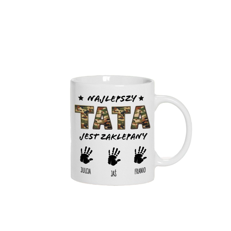 KUBEK NA PREZENT DLA TATY  NAJLEPSZY TATA JEST ZAKLEPANY IMIONA DZIECI