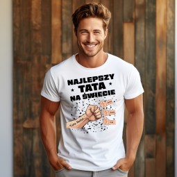 KOSZULKA DZIEŃ OJCA PREZENT DZIEŃ TATY BIAŁA Z IMIONAMI DZIECI NADRUKIEM