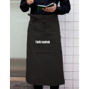ZAPASKA KELNERSKA Z LOGO PÓŁFARTUCH GASTRONOMICZNY DŁUGA 90 cm CZARNY Z KIESZENIĄ