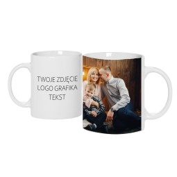 KUBEK Z TWOIM ZDJĘCIEM LOGO GRAFIKĄ TEKSTEM NA PREZENT