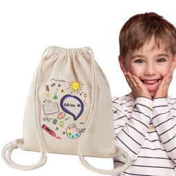 WOREK/PLECAK NA BUTY Z IMIENIEM SZKOLNY DO PRZEDSZKOLA SZKOŁY DUŻY BEŻOWY