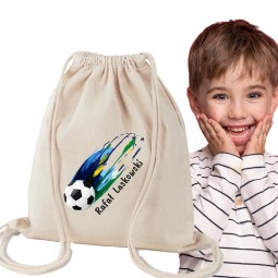 WOREK/PLECAK NA BUTY Z IMIENIEM SZKOLNY DO PRZEDSZKOLA SZKOŁY DUŻY BEŻOWY