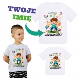 KOSZULKA DZIECIĘCA DO PRZEDSZKOLA NADRUK UWAGA PRZEDSZKOLE PERSONALIZOWANA