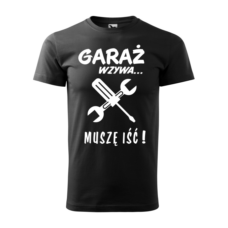 KOSZULKA MĘSKA Z HUMORYSTYCZNYM NADRUKIEM GARAŻ WZYWA