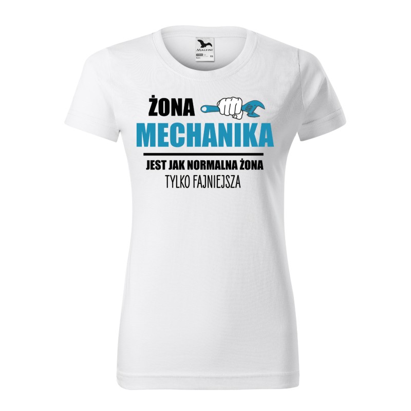KOSZULKA DAMSKA  Z HUMORYSTYCZNYM NADRUKIEM ŻONA MECHANIKA