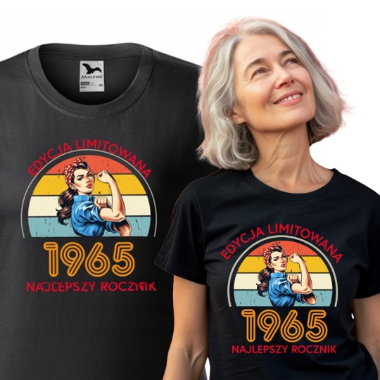 KOSZULKA DAMSKA EDYCA LIMITOWANA NAJLEPSZY ROCZNIK 1965 URODZINOWA