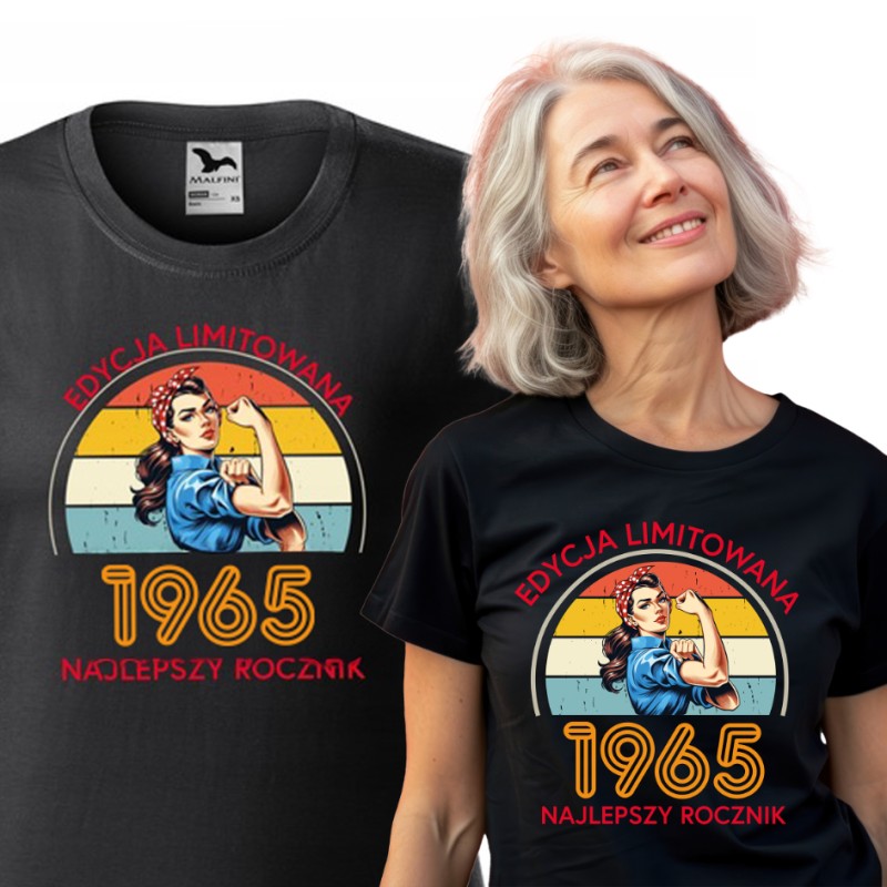 KOSZULKA DAMSKA EDYCA LIMITOWANA NAJLEPSZY ROCZNIK 1965 URODZINOWA