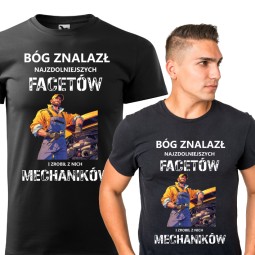 KOSZULKA MĘSKA DLA MECHANIKA BÓG ZESŁAŁ NAJZDOLNIEJSZYCH FACETÓW