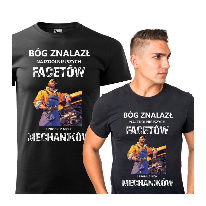 KOSZULKA MĘSKA DLA MECHANIKA BÓG ZESŁAŁ NAJZDOLNIEJSZYCH FACETÓW