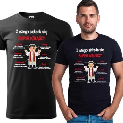 KOSZULKA MĘSKA Z CZEGO SKŁADA SIĘ SUPER KSIĄDZ CZARNA