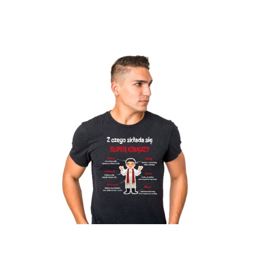 KOSZULKA MĘSKA Z CZEGO SKŁADA SIĘ SUPER KSIĄDZ CZARNA
