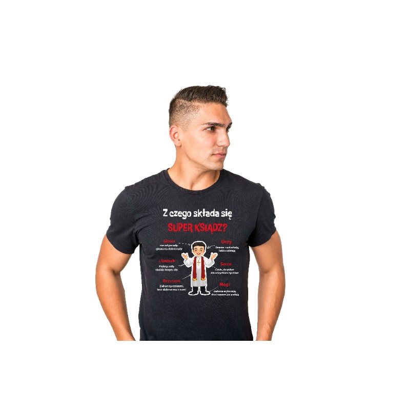 KOSZULKA MĘSKA Z CZEGO SKŁADA SIĘ SUPER KSIĄDZ CZARNA