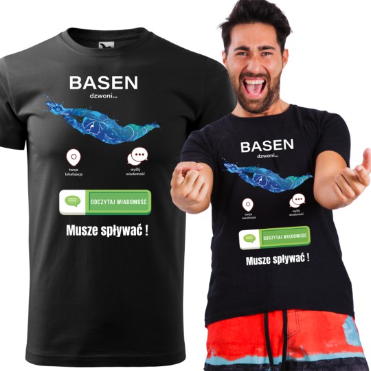 KOSZULKA MĘSKA BASEN DZWONI CZARNA KOSZULKA MĘSKA BASEN DZWONI CZARNA