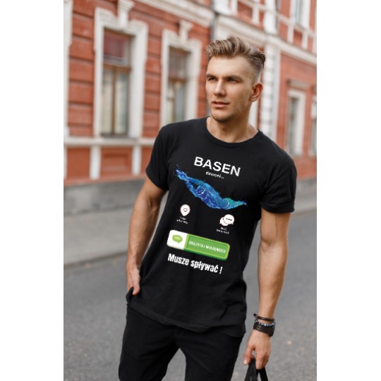 KOSZULKA MĘSKA BASEN DZWONI CZARNA KOSZULKA MĘSKA BASEN DZWONI CZARNA