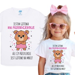 KOSZULKA PRZEDSZKOLAK NADRUK JESTEM GOTOWA NA PRZEDSZKOLE BIAŁA