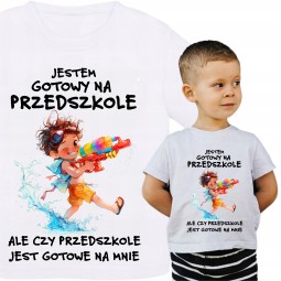 KOSZULKA PRZEDSZKOLAK NADRUK JESTEM GOTOWY NA PRZEDSZKOLE BIAŁA