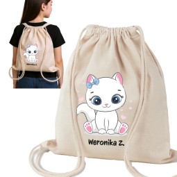 WORKOPLECAK  Z IMIENIEM DO ŻŁOBKA SZKOŁY PRZEDSZKOLA NA KAPCIE BAWEŁNIANY