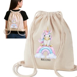 WORKOPLECAK  Z IMIENIEM DO ŻŁOBKA SZKOŁY PRZEDSZKOLA NA KAPCIE BAWEŁNIANY