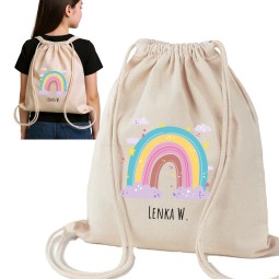 WORKOPLECAK  Z IMIENIEM DO ŻŁOBKA SZKOŁY PRZEDSZKOLA NA KAPCIE BAWEŁNIANY