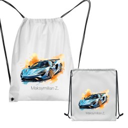 WORKOPLECAK Z IMIENIEM DZIECKA SZKOLNY NA KAPCIE STRÓJ SPORTOWY NA SZNURKU