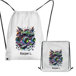 WORKOPLECAK Z IMIENIEM DZIECKA SZKOLNY NA KAPCIE STRÓJ SPORTOWY NA SZNURKU