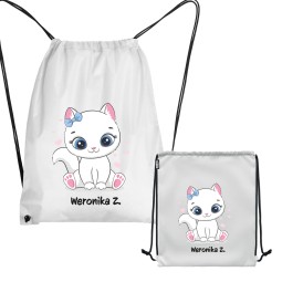 WORKOPLECAK Z IMIENIEM DZIECKA SZKOLNY NA KAPCIE STRÓJ SPORTOWY NA SZNURKU