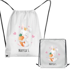 WORKOPLECAK Z IMIENIEM DZIECKA SZKOLNY NA KAPCIE STRÓJ SPORTOWY NA SZNURKU