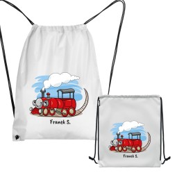 WORKOPLECAK Z IMIENIEM DZIECKA SZKOLNY NA KAPCIE STRÓJ SPORTOWY NA SZNURKU