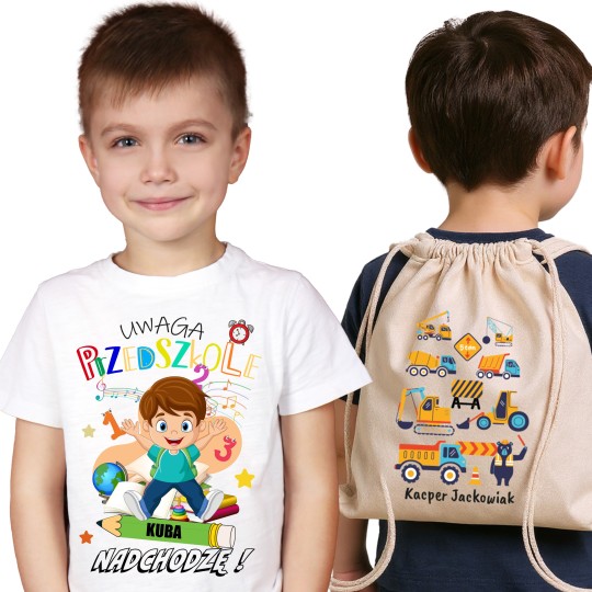 ZESTAW DO PRZEDSZKOLA KOSZULKA PERSONALIZOWANA I WOREK BAWEŁNIANY ZESTAW DO PRZEDSZKOLA KOSZULKA PERSONALIZOWANA I WOREK BAWEŁNIANY
