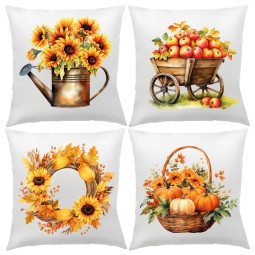 POSZEWKI NA PODUSZKĘ JESIENNE 40x40 cm DEKORACYJNE JESIENNE ZESTAW 4 sztuk