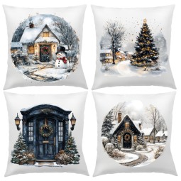 POSZEWKI NA PODUSZKĘ BOŻE NARODZENIE 40X40cm DO SALONU OZDOBA ZESTAW 4