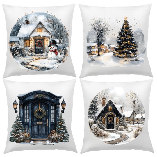 POSZEWKI NA PODUSZKĘ BOŻE NARODZENIE 40X40cm DO SALONU OZDOBA ZESTAW 4 POSZEWKI NA PODUSZKĘ BOŻE NARODZENIE 40X40cm DO SALONU OZDOBA ZESTAW 4