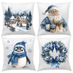 POSZEWKI NA PODUSZKĘ BOŻE NARODZENIE 40X40cm DO SALONU OZDOBA ZESTAW 4