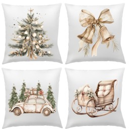 POSZEWKI NA PODUSZKĘ BOŻE NARODZENIE 40X40cm DO SALONU OZDOBA ZESTAW 4