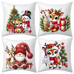 POSZEWKI NA PODUSZKĘ DZIECIĘCE BOŻE NARODZENIE 40X40cm OZDOBA ZESTAW 4