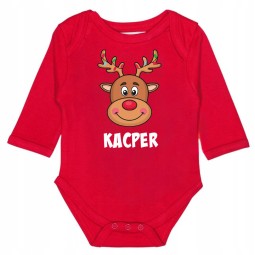 BODY NIEMOWLĘCE GRAFIKA Z IMIENIEM NA PREZENT BAWEŁNIANE CZERWONE