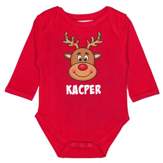 BODY NIEMOWLĘCE GRAFIKA Z IMIENIEM NA PREZENT BAWEŁNIANE CZERWONE