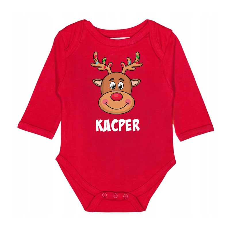 BODY NIEMOWLĘCE GRAFIKA Z IMIENIEM NA PREZENT BAWEŁNIANE CZERWONE