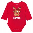 BODY NIEMOWLĘCE GRAFIKA Z IMIENIEM NA PREZENT BAWEŁNIANE CZERWONE