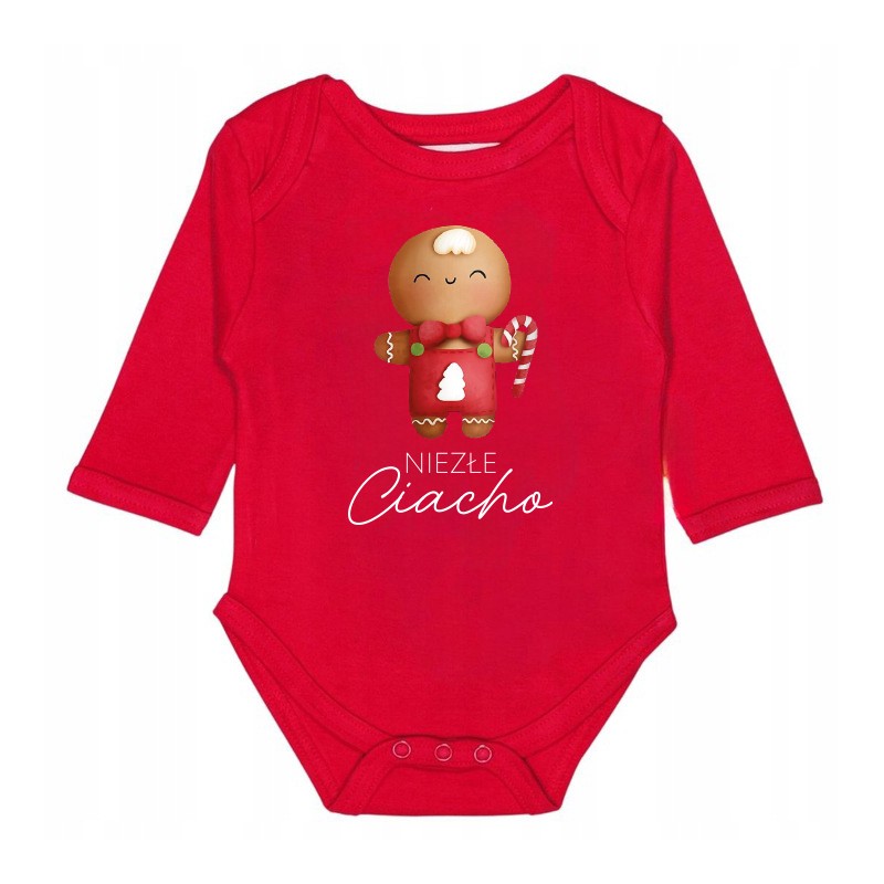 BODY NIEMOWLĘCE GRAFIKA Z IMIENIEM NA PREZENT BAWEŁNIANE CZERWONE