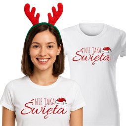 KOSZULKA DAMSKA NIE TAKA ŚWIĘTA PREZENT NA MIKOŁAJKI POD CHOINKĘ BIAŁA